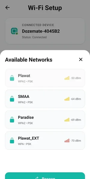 Available networks after tapping Scan Networks